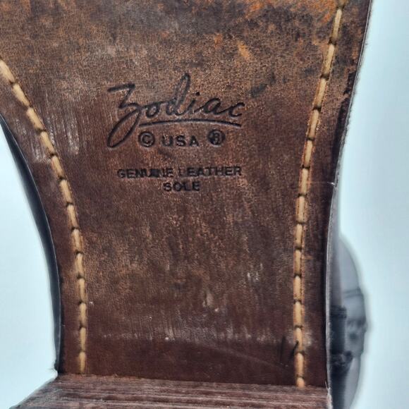 Zodiac Leather Block Heel Black Western Boho Side Zip Boots Womens 9 S0058 - Picture 7 of 10